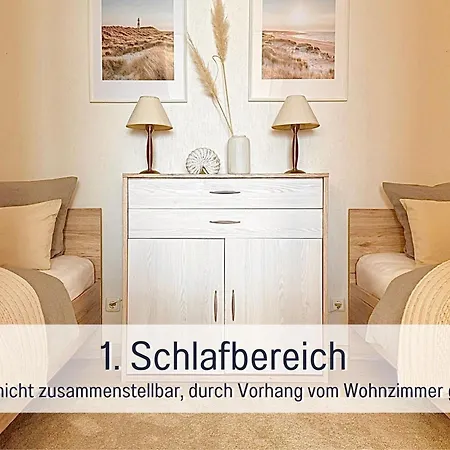 Gisela Und Franz - Fuer Sonnenuntergangfans - Meerblick - Saisonstrandkorb Inkl Von Mai-mitte Sept Am Naturstrand In 450 M - 3 Einzelbetten - Kueche Mit Spuelmaschine - Wlan - Spiele - Buecher - Minimarkt - Baecker - Restaurants- Indoorspielplat